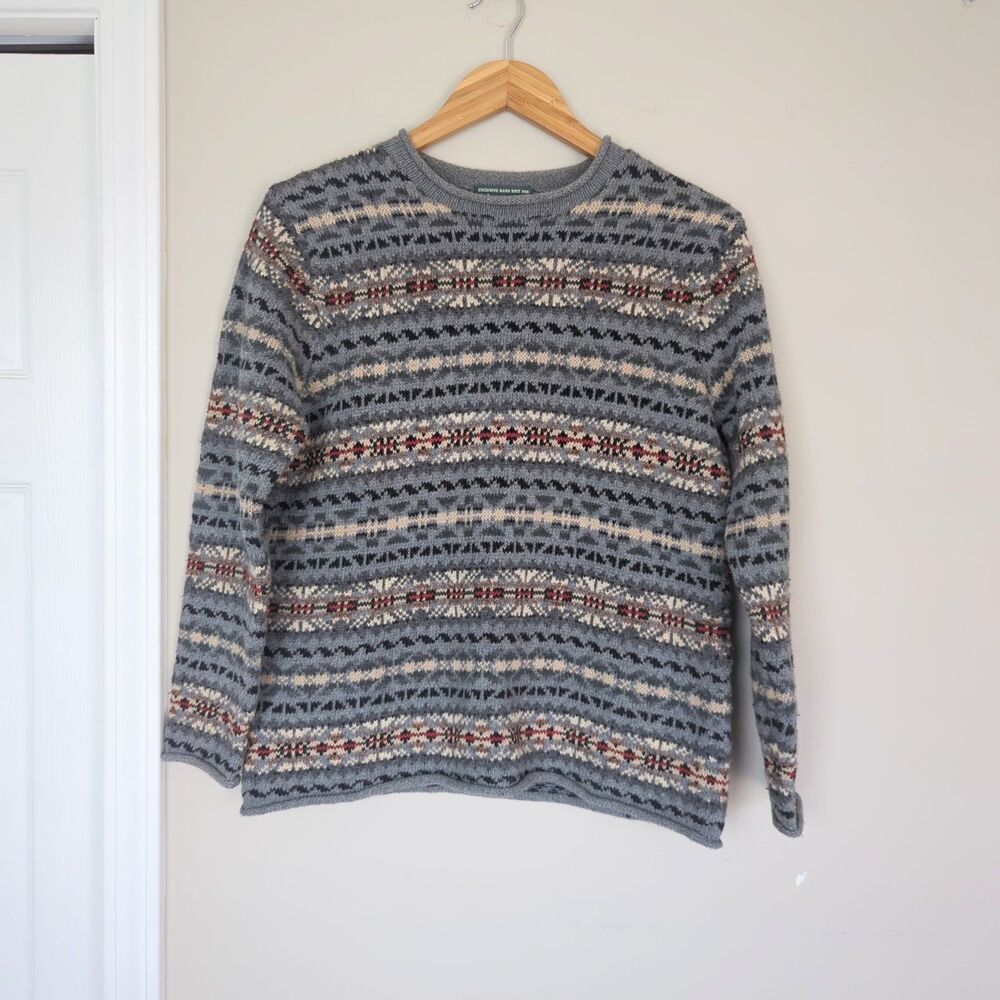 Vintage Lauren Ralph Lauren Hand Knit Fair Aisle Lambswool Sweater Roll Neck PS